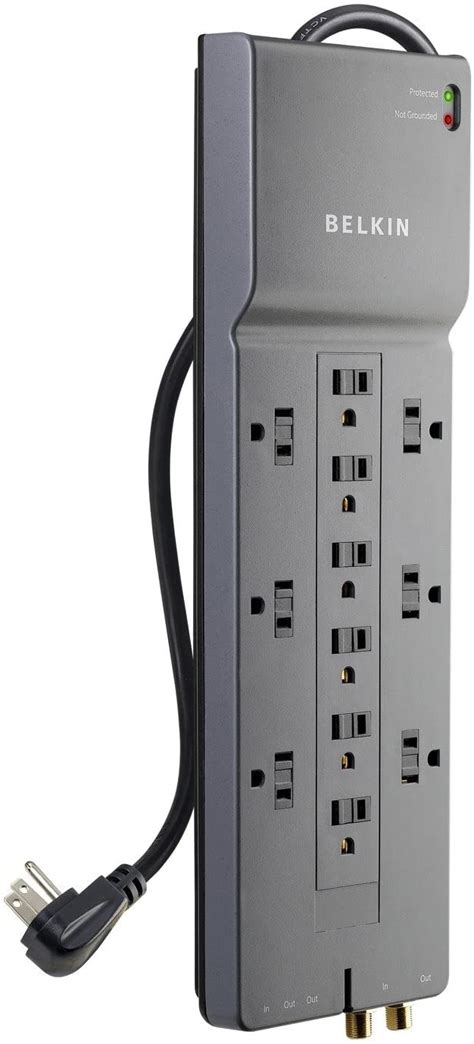 Belkin 12-Outlet Power Strip, Surge Protector, Extension Cord, 8ft Long ...