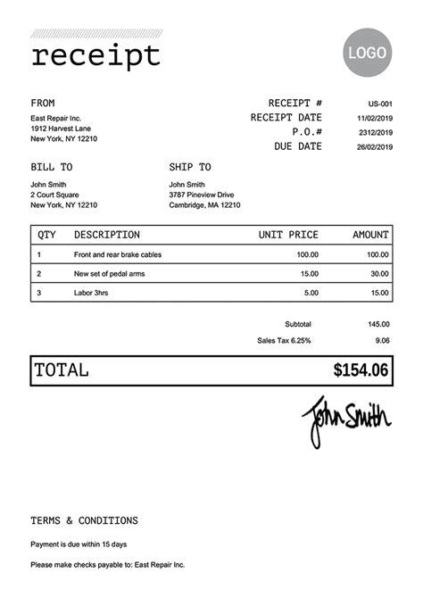 Receipt Formats | DocTemplates