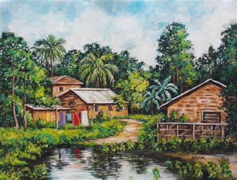 Indian Village - 1 Painting in 2022 | Watercolor art landscape, Art village, Original landscape ...