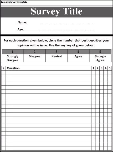 Editable Questionnaire Template Pdf