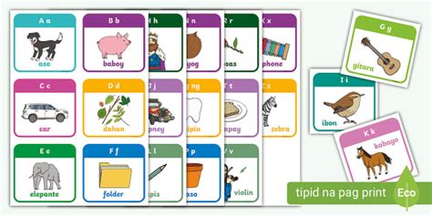 Alpabetong Filipino: Mga Halimbawa At Larawan (Flashcards) | Preschool