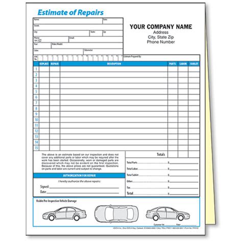 2-Part Mechanical Estimate | Auto Repair Forms