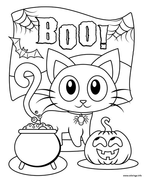 Coloriage Halloween Boo Chat noir citrouille à imprimer | Dessin halloween a imprimer, Coloriage ...