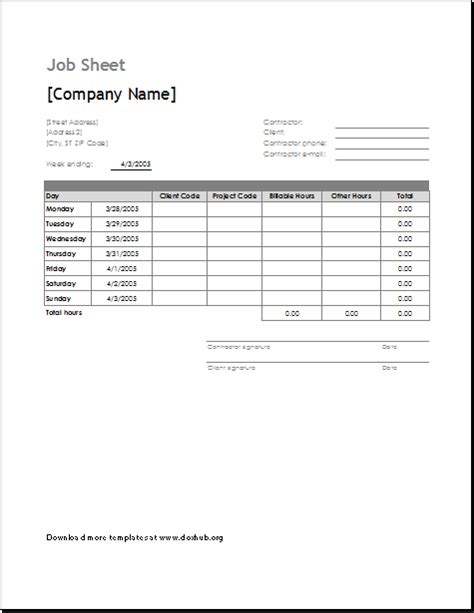 14+ Job Sheet Templates | Printable Word, Excel & PDF | Job cards ...