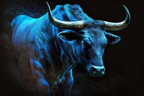 Premium Photo | Market symbol blue bull on dark background generative ai