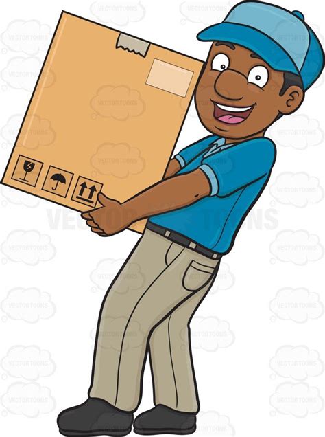 A Black Delivery Man Delivering A Large Box | Delivery man, Man, Black