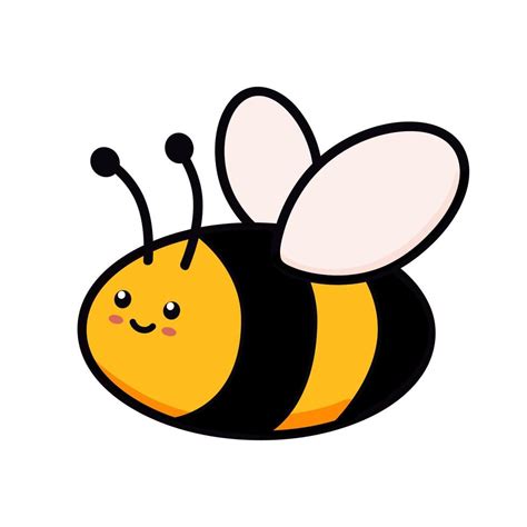 Cute bee vector illustration in doodle style. Colorful kids drawing for icon and logo design in ...