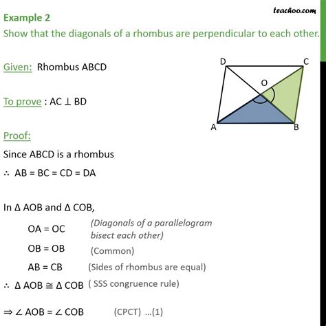 Example 2 - Show that diagonals of rhombus are perpendicular