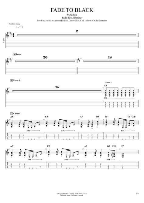 Fade to Black Tab by Metallica (Guitar Pro) - Guitars, Bass & Backing ...