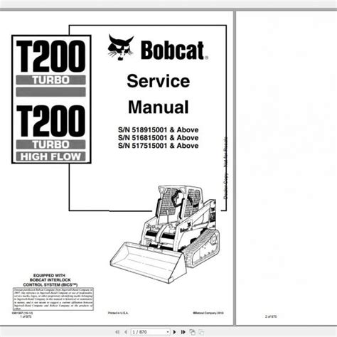 Bobcat Loader T190 Service Manuals