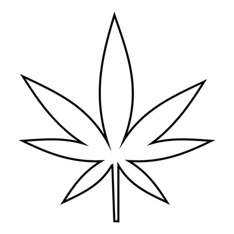 Cannabis Leaf Icon Outline Style, Leaf Drawing, Can Drawing, Outline Drawing PNG and Vector with ...