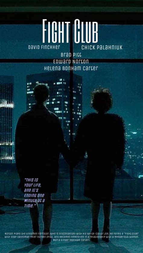 the movie poster for fight club with two people standing in front of a cityscape