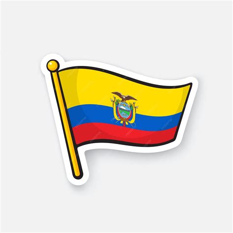 Bandera nacional de ecuador con escudo de armas en flagstaff ...