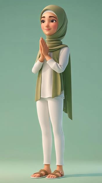 Premium Photo | Ramadan Muslim woman is standing praying illustration style