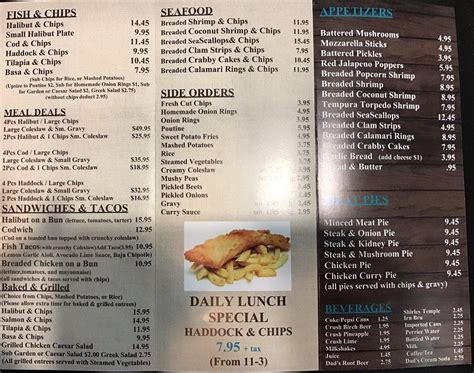 Menu at Harbourside Fish And Chips restaurant, Brampton