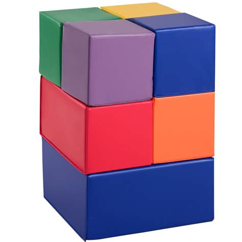 Gymax 7-Piece Set PU Foam Big Building Blocks Colorful Soft Blocks Play ...