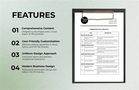 Orientation Day Checklist HR Template in Word, PDF, Google Docs ...