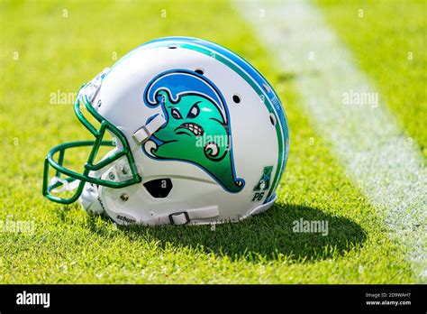 A Tulane Green Wave helmet during the NCAA college football game between Tulane and ECU on ...