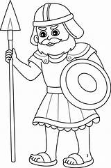 Isolated Coloring Page For Kids Goliath Wielding A Spear Vector Ring  sketch template