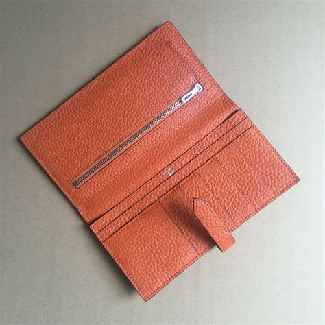 Hermes calf leather Wallet H005 in orange