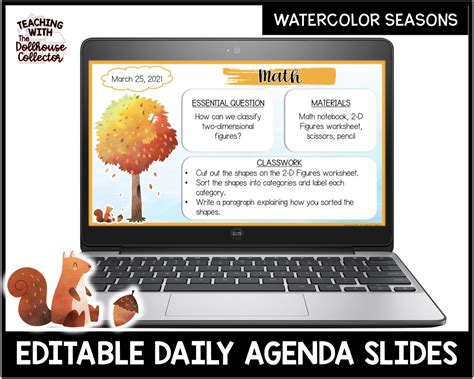 Editable Daily Agenda Slides Watercolor SEASONS Theme Powerpoint ...