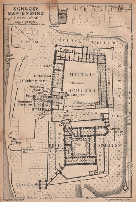 ZAMEK W MALBORKU. Ordensburg Marienburg. Malbork Castle plan. Poland ...