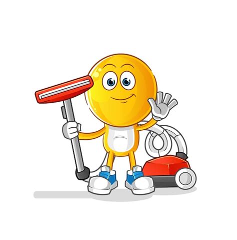 Premium Vector | Emoticon head cartoon clean with a vacuum character vector