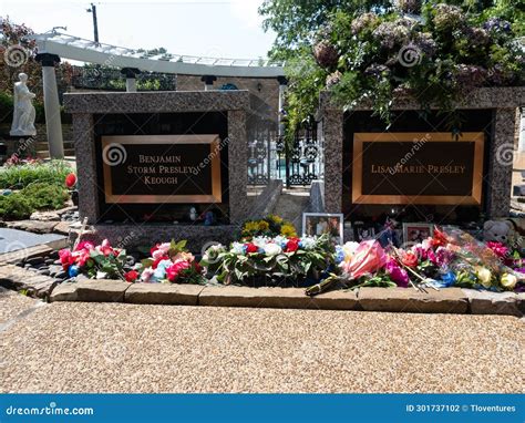 Graves of Lisa Marie Presley and Her Son, Benjamin Storm Presley Keough at Graceland in Memphis ...