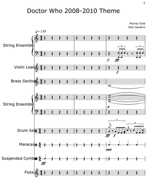 Doctor Who 2008-2010 Theme - Sheet music for String Ensemble, Violin ...