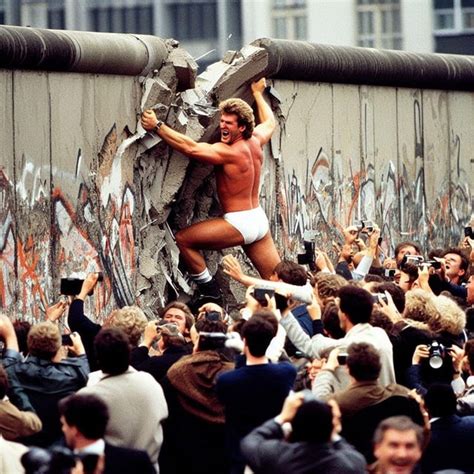 David Hasselhoff single handedly tearing down the Berlin wall (as depicted by german history ...