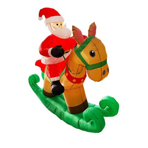 Christmas By Sas 1.8m Self Inflatable LED Santa On Rocking Horse