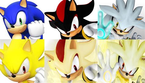 Sonic Shadow and Silver Super forms Same Pose SEGA Sonic Team - Sonic ...