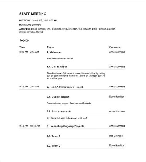 Staff Meeting Minutes Template - 18+ Free Word, Excel, PDF Format Download | Free & Premium ...