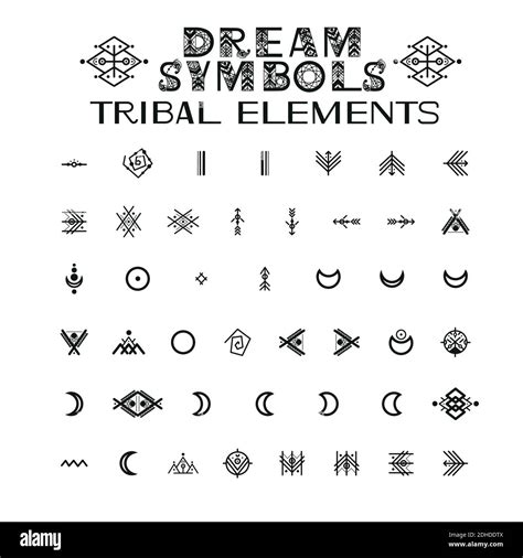 Tribal Alphabet and ornaments. Letters and symbols in geometric ethnic style. Aztec and native ...