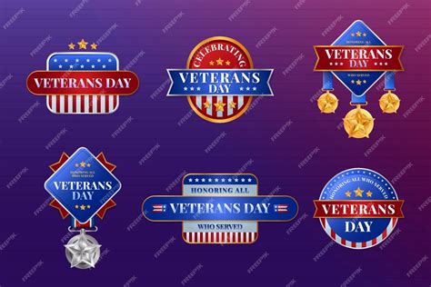 Free Vector | Realistic veterans day logo collection