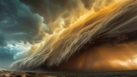 Dramatic Supercell Storm Clouds Over Desert Landscape Stock Image ...