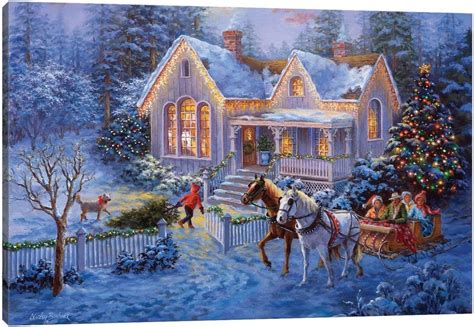 Amazon.com: Christmas Wall Art - Christmas Canvas Painting, Winter Snow ...