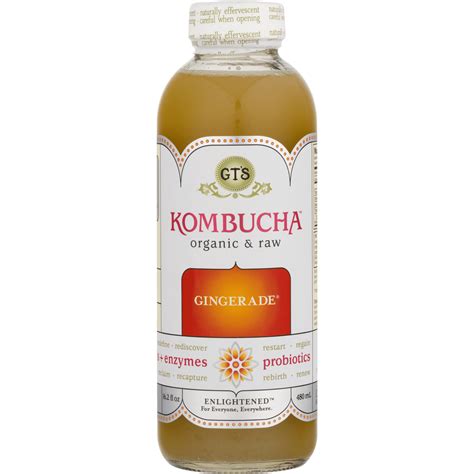 GTs Enlightened Organic Raw Kombucha Gingerade, 16 Fl Oz - Walmart.com