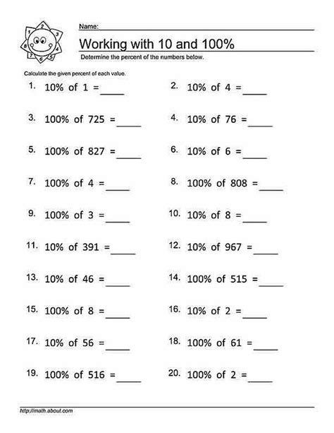 7th Grade Math Percentages Worksheet