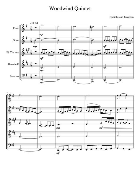 Woodwind Quintet Sheet music for Flute, Oboe, Clarinet in b-flat ...