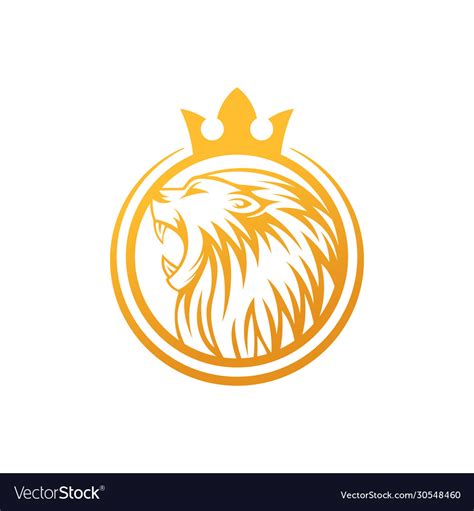 Roaring lion logo design luxury lion Royalty Free Vector