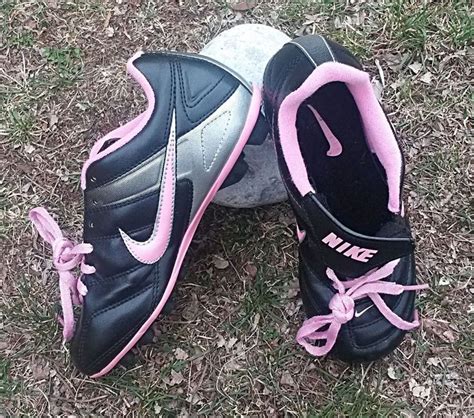 Nike Girl Black Pink Soccer Baseball Cleats US Size 1Y Flap Over Laces Leather #Nike #Athletic ...