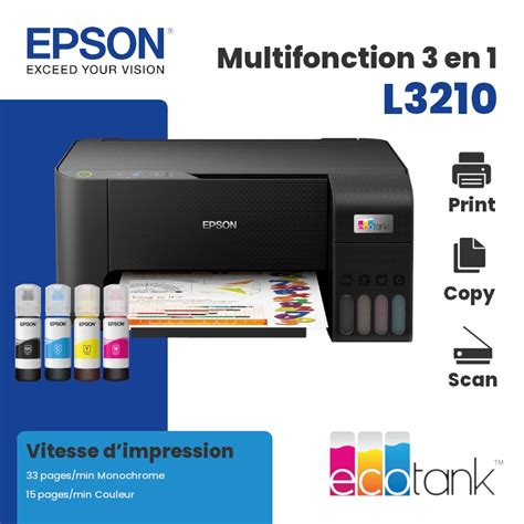 Imprimante Réservoir EcoTank L3210 Epson Multifonction Couleur - CAPMICRO