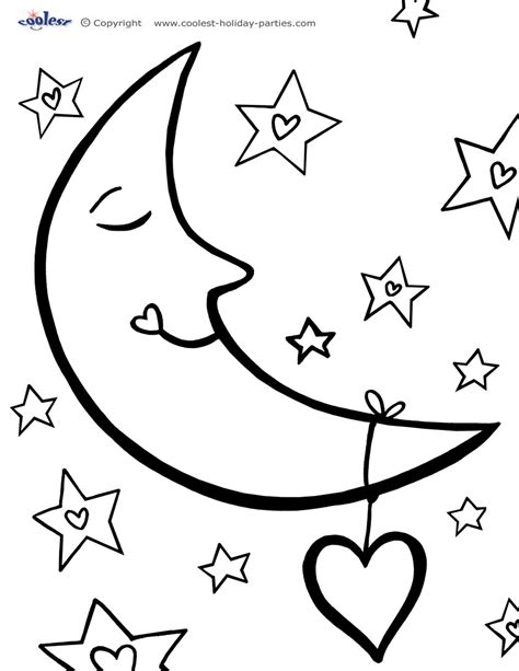 Moon And Stars Coloring Pages Printable - Printable Word Searches