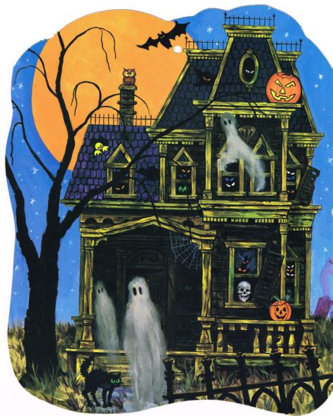 Vintage Halloween Haunted House FREE Printable | Halloween haunted houses, Halloween artwork ...