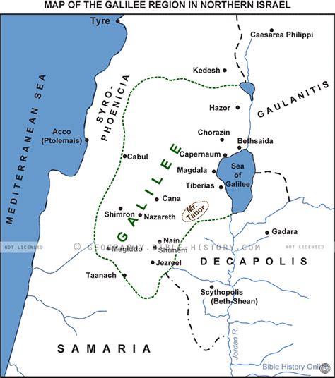 Galilee Region in New Testament Israel - Basic Map (72 DPI) 1-Year ...