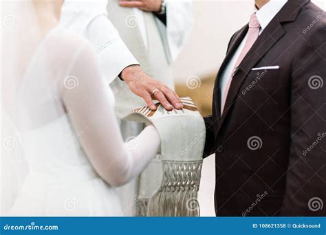 Priest Blessing Bride and Groom Stock Photo - Image of joined, happy ...