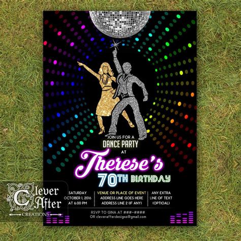 Disco Invitation 70's disco dance night party invite Neon | Etsy ...