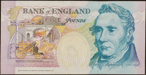 England 5 Pound Sterling note 1990 George Stephenson|World Banknotes ...