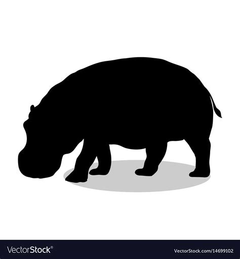 Hippo mammal black silhouette animal Royalty Free Vector